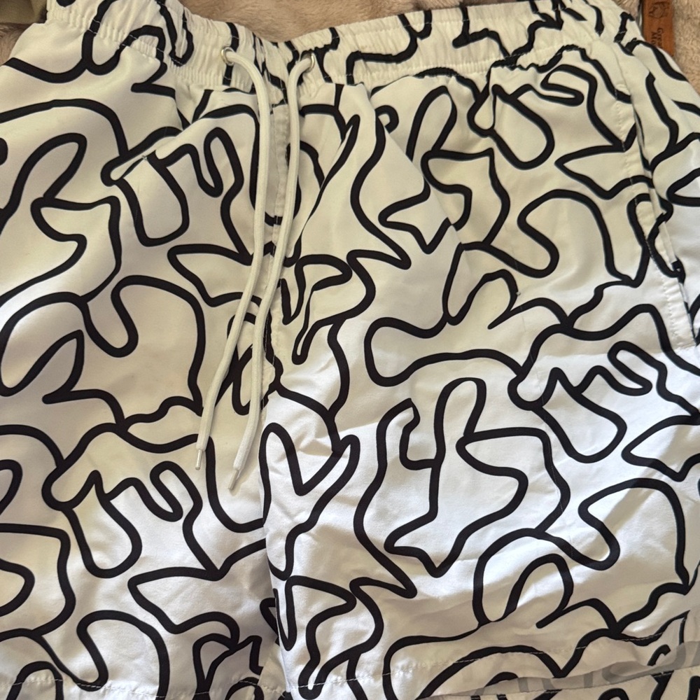 Black and White Abstract Patterned Shorts